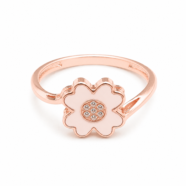 Yonca Mineli Rose 14 Ayar Yüzük